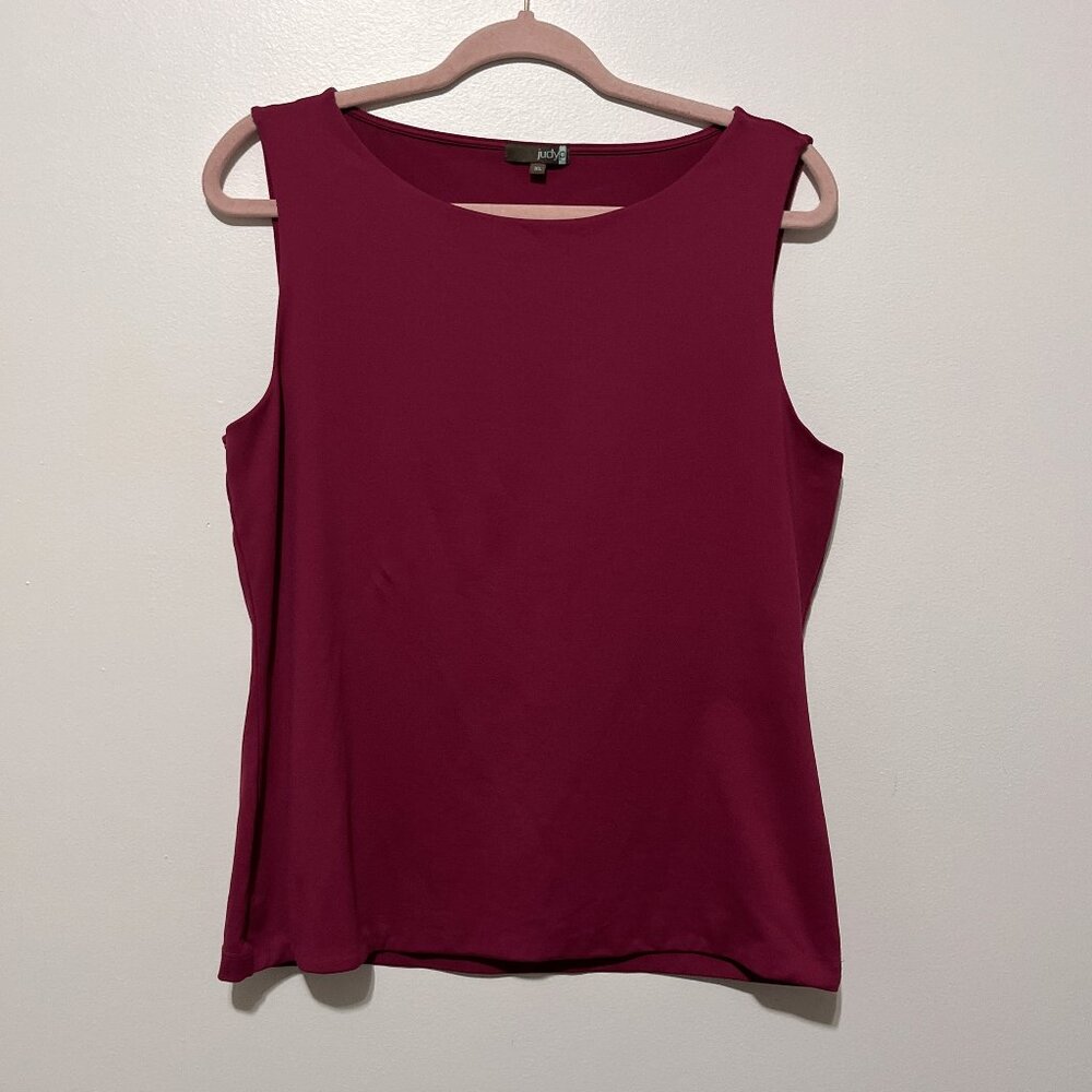 JudyP Womens Christina Sabrina Top XL Minimalist Jewel Tone Layers Boat Neck